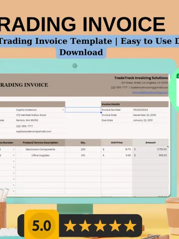 Editable Trading Invoice Template | Easy to Use Digital Download | Google Sheets Invoice for Freelancers and Small Businesses $5.46