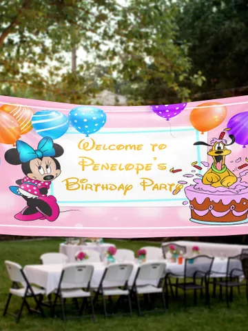 Minnie Mouse Birthday Banner Personalized Party Backdrop Decoration ikban29 $52.99