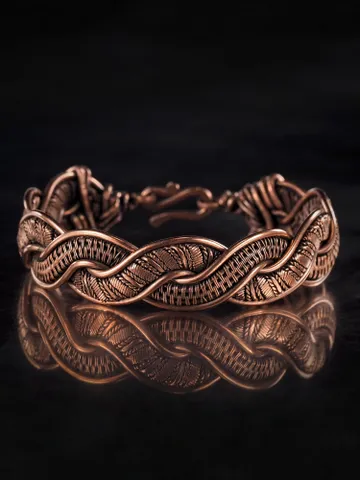 Copper wire wrapped bracelet for woman 7th Anniversary gift Small size bracelet $65.00