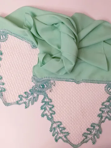 Green lace scarf pattern. Gift for women. Lace on bobbins. $5.50