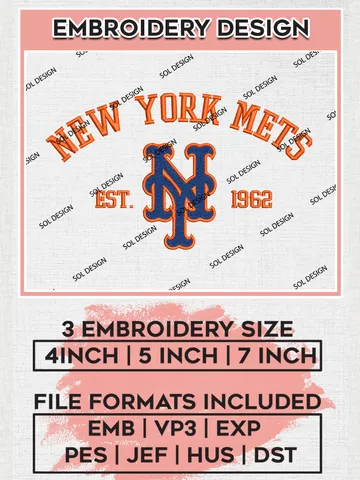 MLB New York Mets Team Est Logo Embroidery Design, MLB Team Embroidery files, New York Mets Baseball Team, Mets Team, Digital Download $6.99
