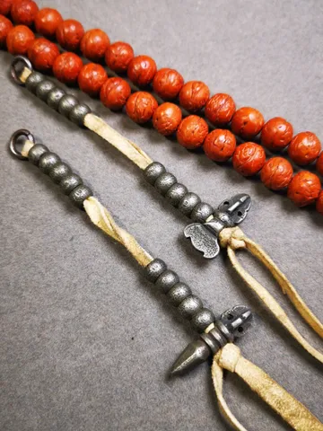 Gandhanra Handmade 9mm Tibetan Buddhist Prayer Bead Counters for 10-20mm Mala,with Kila and Kartika Pendant,Made of Cold Iron $35.99