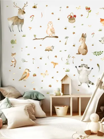 Forest Animals Wall Decal Scandinavian decor Kids Stickers el14 $27.99