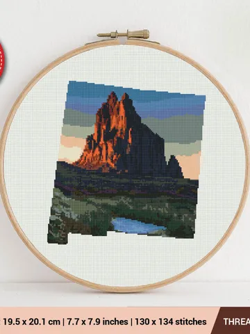 New Mexico State Rock Shiprock Silhouette Cross stitch pattern | Embroidery Pattern | Instant Download | Embroidery Designs $5.94
