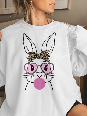 Cute Bunny With Bandana Glasses Bubblegum PNG, Rabbit Bandana Glasses PNG, Easter Rabbit Bandana, Funny Easter png, Easter png, Bunny png $7.00