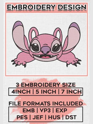 Cute Angle Stitch Character Embroidery Designs, Lilo & Stitch Embroidery, Disney Embroidery Files, Machine embroidery Files, Digital Download EMB_CARTOON_140 $6.99