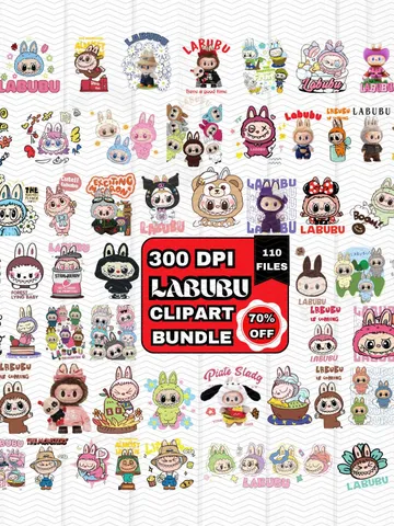 Pack of 110 Labubu PNG, Labubu Bundle Png, Labubu SVG, Labubu Sticker Png Svg, Print File, Print-and-Cut, Commercial Use, Digital Download $2.99