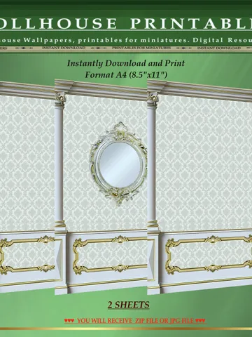 Wallpapers- Set 17-v7 | Printables for Dollhouses and Unique Miniature Projects | Digital Downloads | in Scale 1/12th $8.00