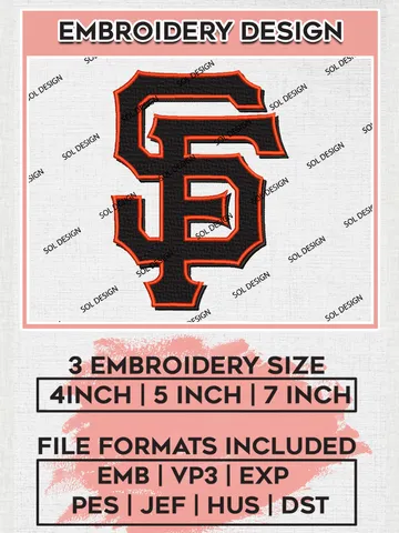 San Francisco Giants Machine Embroidery Design Files, MLB San Francisco Giants Team Embroidery Designs, MLB Teams, 3 sizes, MLB Machine embroidery designs, Digital Download