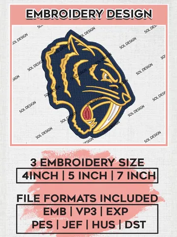 Nashville Predators Head Mascot Logo Embroidery Designs, NHL Nashville Predators Team Logo Embroidery, Hockey Team Logo Emb Files, NHL Predators Logo Machine embroidery Files, Digital Download $6.99