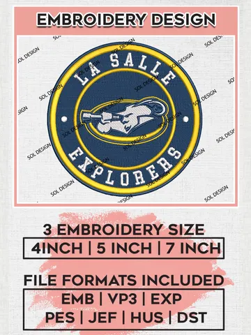 NCAA La Salle Explorers Round Logo Embroidery, NCAA La Salle Explorers Logo Embroidery files, NCAA embroidery designs, Machine embroidery designs, Digital Download $6.99