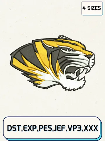 Missouri Tigers Logos Embroidery Design Files, NCAA Logos Embroidery Designs, Machine Embroidery Files, 4 Sizes