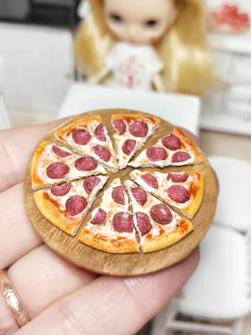 pizza for dolls, realistic pizza size 1 12, 1 6 scale, miniature for dollhouse, mini food, fast food for dolls, pizza $20.00