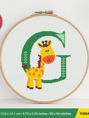 Letter G giraffe ABC Cross stitch pattern | Embroidery Pattern | Instant Download | Embroidery Designs $5.37