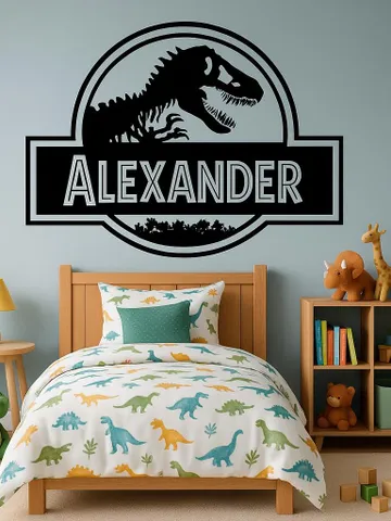 Personalized Dinosaur Wall Decal – Custom Name T-Rex Vinyl Sticker, Jurassic Theme Kids Room, Nursery Decor, Dinosaur Lover Gift z3300 $38.99
