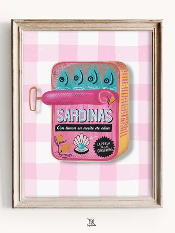 Sardines Print Sardine Tin Vintage Poster Retro Sardine Wall Art Fish Print Eclectic Wall Art Colorful Kitchen Maximalist Poster Digital