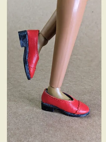 Handmade red & black leather Oxford shoes for 16-inch Integrity dolls (FR16) $80.00