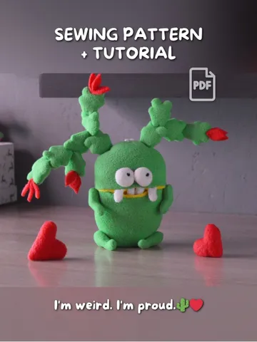 Fleece Plush Cactus PDF Pattern – Ziggy Cactus Soft Toy DIY $11.00