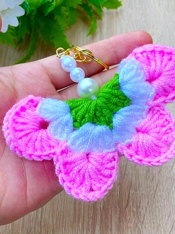 Crochet Flower Keychain Pattern, Easy PDF Tutorial for Beginners, Handmade Gift Idea for Valentine’s or Car Accessories $5.40