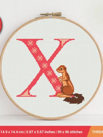 Letter X Xerus ABC Cross stitch pattern | Embroidery Pattern | Instant Download | Embroidery Designs $5.37