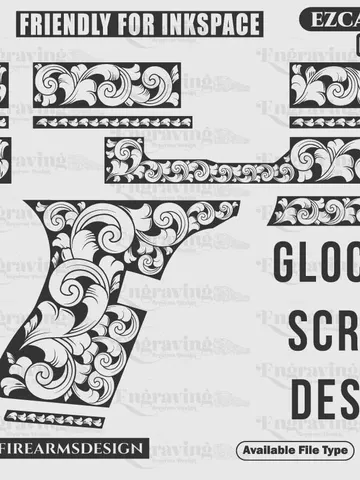 Glock 43 Scroll Design Svg,lasercut,laserengraving,fiberlaser,engravingfiles,laserpattern,engravingdesign,engravingpattern $59.99