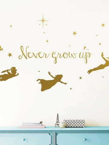 Never Grow Up - Peter Pan Wall Decal, Tinkerbell Wall Decal, Peter Pan Wall Sticker, Disney Decal, Stars Decal, Nursery, Kids  rta1902 $36.12