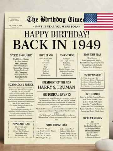 1949 poster, 76th birthday newspaper sign, 1949 birthday poster INSTANT DOWNLOAD, 76 years ago back in 1949, 76th birthday decorations $7.00