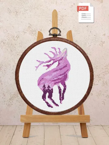 Deer Cross Stitch Pattern, Animal Cross Stitch, Embroidery Deer, Watercolor Deer Silhouette Cross Stitch, Modern Cross Stitch #anm024 $4.00