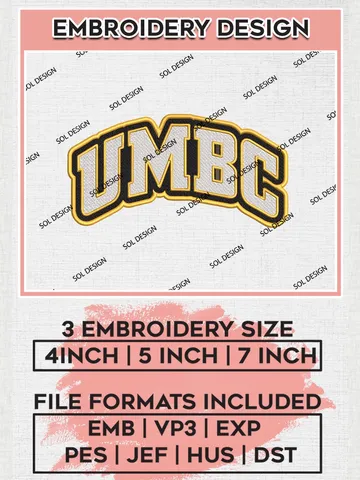 NCAA UMBC Team Logo Machine Embroidery Design, NCAA UMBC Retrievers Design Design files, NCAA Team Embroidery Designs, NCAA Machine Embroidery Designs, Digital Download