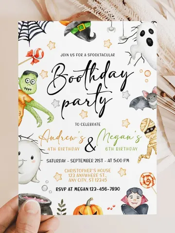 EDITABLE Halloween Birthday Invitation, Boo Halloween Birthday, Siblings Halloween Invitation, Boo-thday Party, Double Party Invite - IN103 $7.00