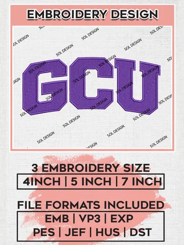 Grand Canyon Lopes Logo Machine Embroidery Design, NCAA GCU Lopes Team Embroidery Design Design files, NCAA Team Embroidery Designs, NCAA Machine Embroidery Designs, Digital Download