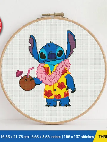 Lilo and Stitch Aloha Cross stitch pattern | Embroidery Pattern | Instant Download | Embroidery Designs $4.60