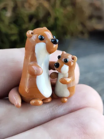 GLASS FIGURINES Ferret figurine Tiny otter gifts miniature otter decor Blown glass art sea otter ornaments Miniature ferret Glass ferret $20.50