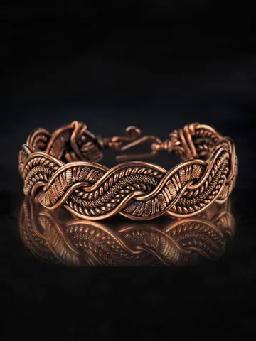 Copper wire wrapped bracelet for woman 7th Anniversary gift Small size bracelet
