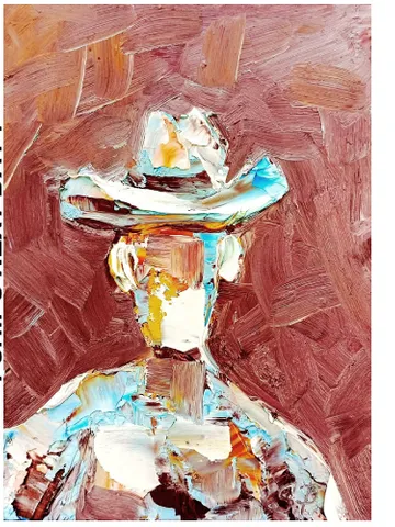 Abstract Portrait Of A Man Gay Body Painting Original Oil Painting Standing Person Portrait Painted oil painting Modern Surrealism Art 7x5 $44.00