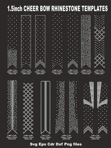 Cheer Bow Rhinestone Template 1,5 inc ss6 SVG Cricut Silhouette Digital Download Cut File