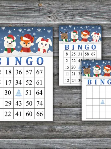 Cute Winter animals bingo game card,Christmas bingo game card,Christmas Bingo Printable,Holiday Bingo,INSTANT DOWNLOAD70 $3.95