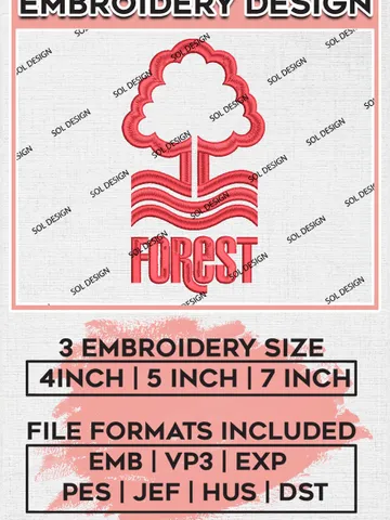 Nottingham Forest Embroidery Designs, Premier League Embroidery, EPL Embroidery Designs, EPL Nottingham Forest Embroidery Designs