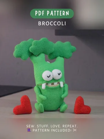Plush Broccoli Toy Pattern β Fleece Softie PDF Tutorial $9.00