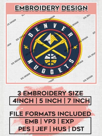 NBA Denver Nuggets Logo Embroidery Design, NBA Denver Nuggets Machine Embroidery Files, NBA Machine Embroidery Design, Machine Embroidery Design, Digital Download $6.99