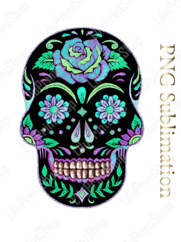 Candy Skull sublimation png Cinco de Mayo Sugar Skull clipart Faux embroidery Applique Day of the dead Dia de los muertos $2.71