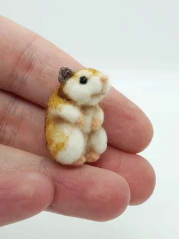 Tiny needle felted hamster, miniature animal, syrian hamster made to order $30.00