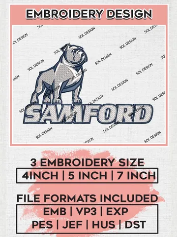 NCAA Samford Team Mascot Logo Machine Embroidery Design, NCAA Samford Bulldogs Team Design Design files, NCAA Team Embroidery Designs, NCAA Machine Embroidery Designs, Digital Download $6.99