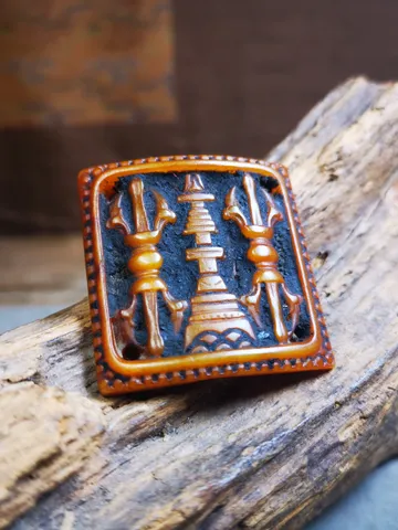 Gandhanra Yak Bone Carved Vajra Stupa Amulet Badge, Tibetan Buddhist Pagoda Pendant $69.99