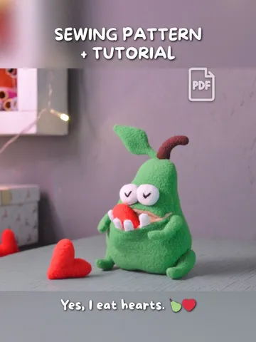 PDF Plush Toy Pattern – Fleece Pear Softie with Pocket Mouth $11.00