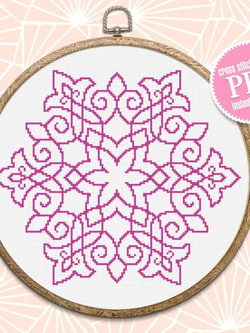 Flower mandala cross stitch pattern download PDF Monochrome mandala pattern digital Floral ornament embroidery Quick cross stitch chart #M82 $4.60