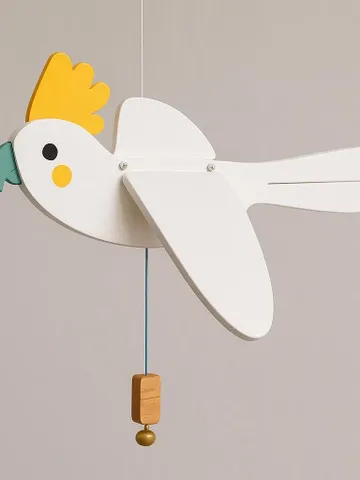 Wooden Parrot Mobile – Handmade Flying Bird with Moving Wings | Colorful Kids Room Decor & Unique Natural Wood Gift for Bird Lovers