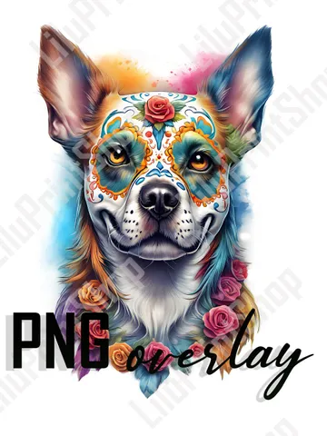 Dog with flowers png clipart. Floral dog head overlay, Digital instant download for sublimation $2.71