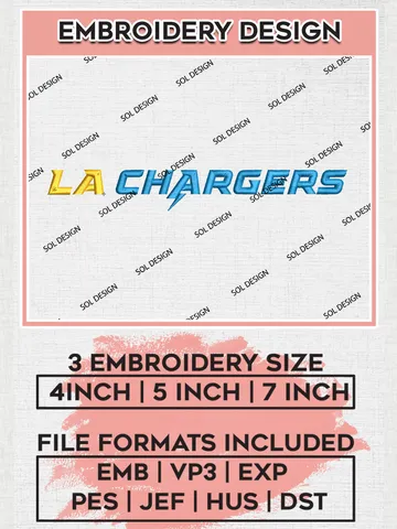 NFL Los Angeles Chargers Wordmark Logo Embroidery Designs, NFL Chargers Embroidery Designs, NFL Embroidery Designs, NFL LA Chargers Machine Embroidery Design, Digital Download $6.99