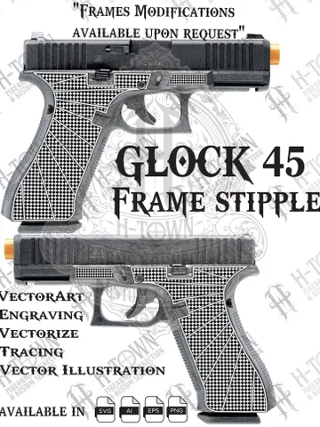 Glock 45 Stipple Engraving Texture | Vector Grip Pattern | Pistol Frame Design |SVG AI Eps Png |Firearm Vector Art for Engraving & Custom
